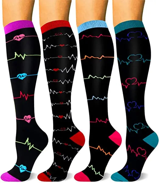 Compression Socks 20-30mmHg - Fun Athletic Running Socks for Men & Women | Knee High Support