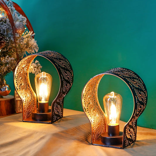 Battery-Powered Metal Cage Wall Lanterns with 6-Hour Timer – Set of 2