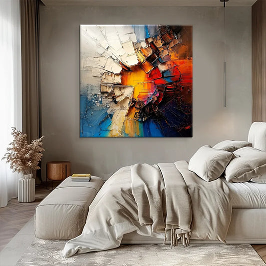 Orange Floral Canvas Wall Art Print, 50×50 cm