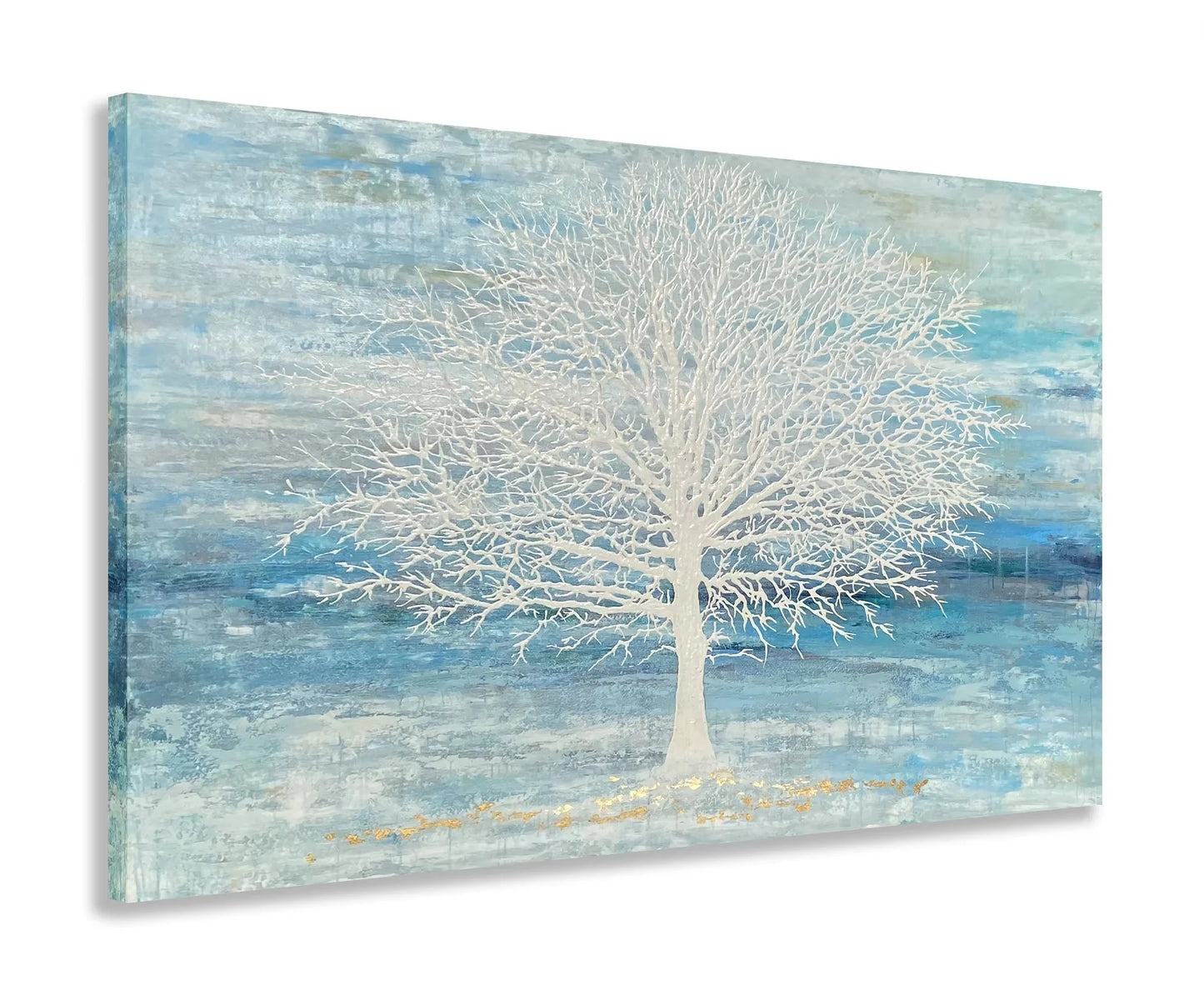 Hand-Painted Modern Landscape Oil Painting — Textured Canvas Tree Wall Art, Ready to Hang