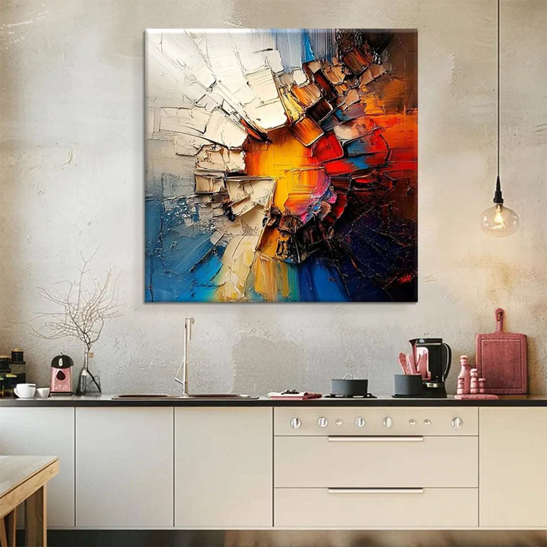 Orange Floral Canvas Wall Art Print, 50×50 cm
