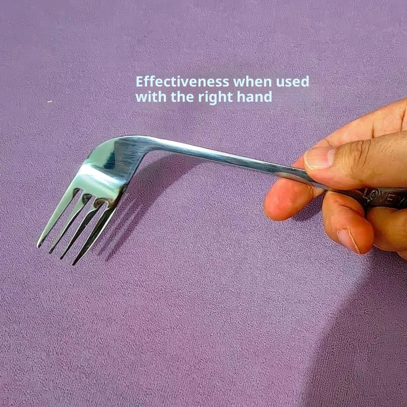 Angled adaptive fork for stroke recovery and right hand use