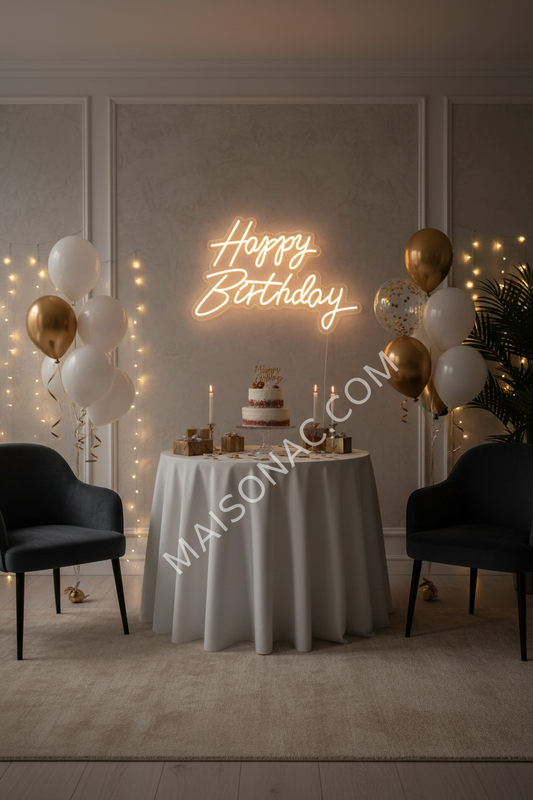 Happy Birthday Neon Sign Scene