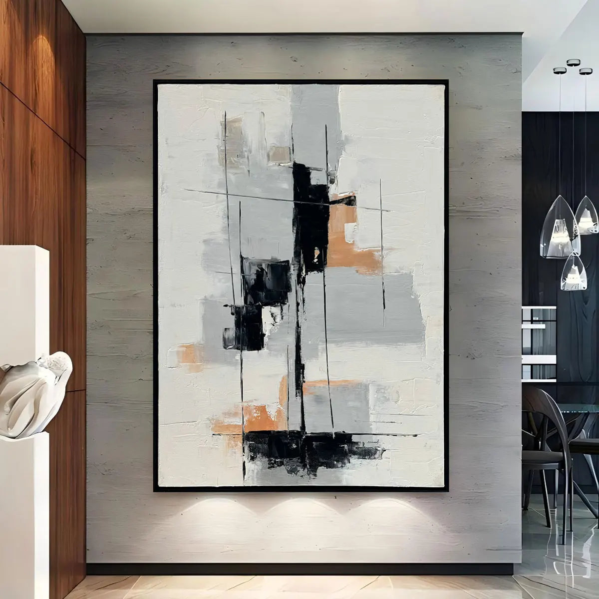 Original Modern Abstract Oil Painting on Canvas, Frameless Wall Art