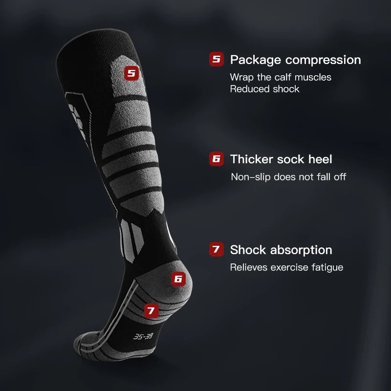 Compression Sports Socks - Knee High Running Marathon Soccer Ski Socks for Men & Women