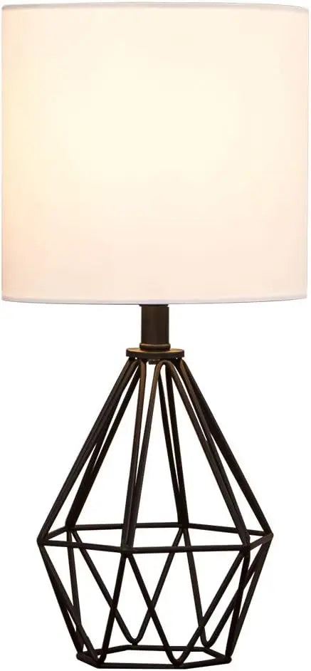 Modern Metal Table Lamp with Linen Shade — Hollowed Base Bedside Night Light for Bedroom & Living Room