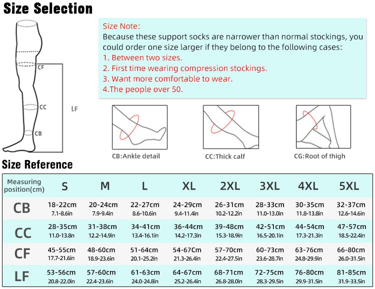 Thigh High Compression Stockings 20–30 mmHg – Daily Leg Support (1 Pair)