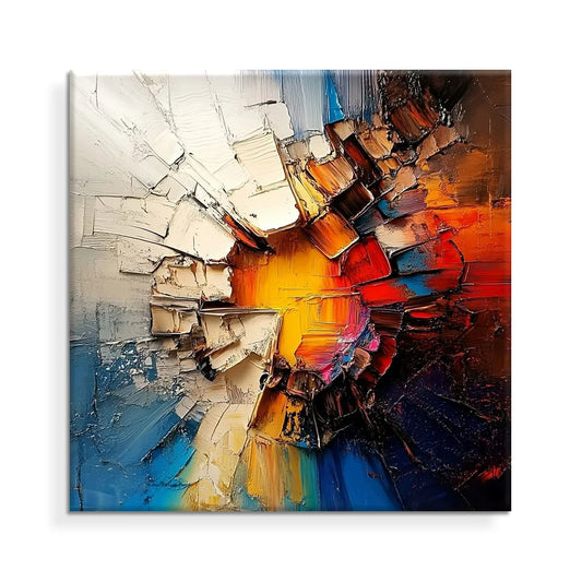 Orange Floral Canvas Wall Art Print, 50×50 cm