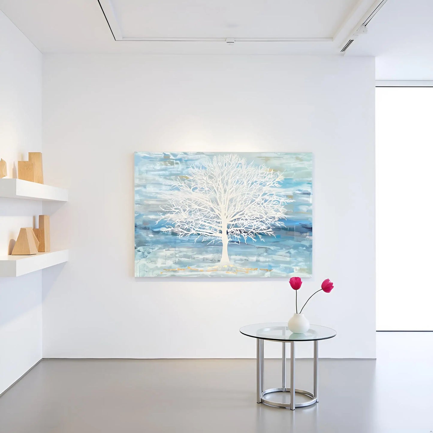 Hand-Painted Modern Landscape Oil Painting — Textured Canvas Tree Wall Art, Ready to Hang