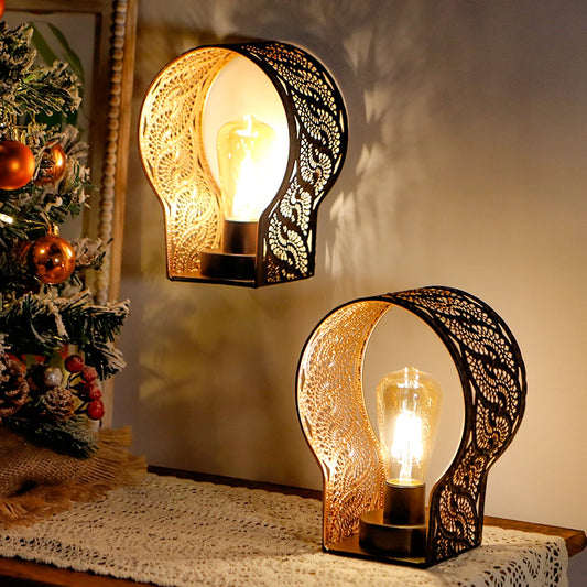 Battery-Powered Metal Cage Wall Lanterns with 6-Hour Timer – Set of 2