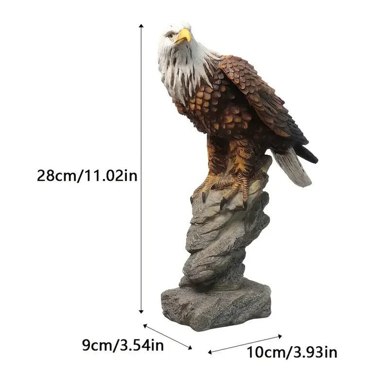 Resin Bald Eagle Statue — American Flag Eagle Sculpture for Home, Office & Garden Decor