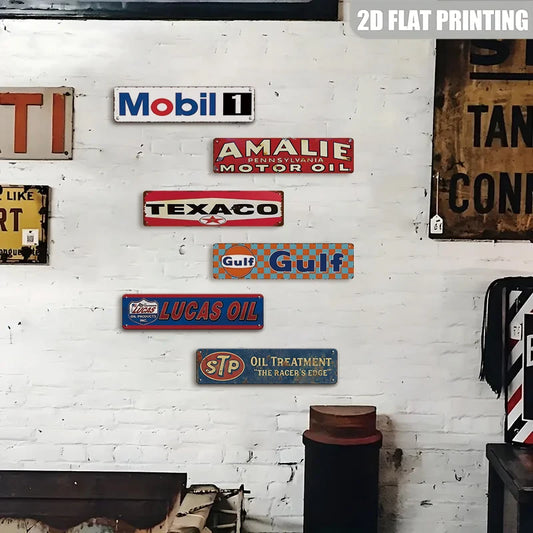 Vintage Metal Tin Signs, 5-Piece Combo – Retro Garage & Bar Wall Decor, 8×12 in