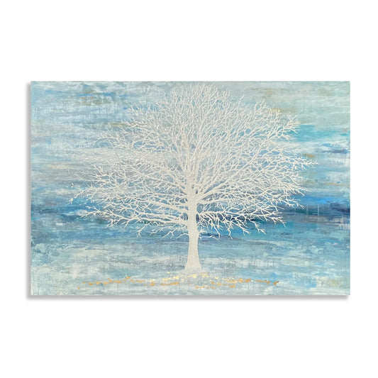 Hand-Painted Modern Landscape Oil Painting — Textured Canvas Tree Wall Art, Ready to Hang