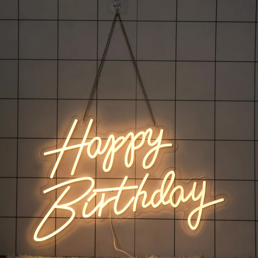 Happy Birthday neon sign bedroom wall art decoration gift