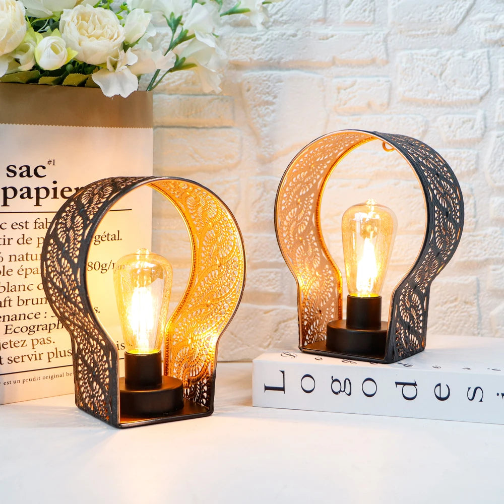 Battery-Powered Metal Cage Wall Lanterns with 6-Hour Timer – Set of 2