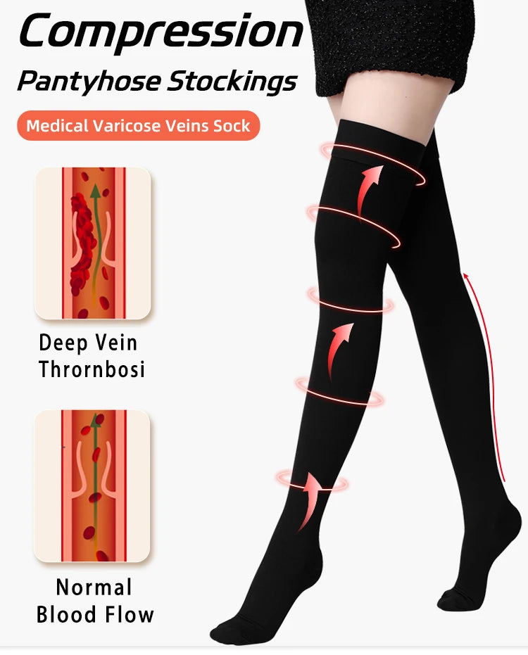 Thigh High Compression Stockings 20–30 mmHg – Daily Leg Support (1 Pair)