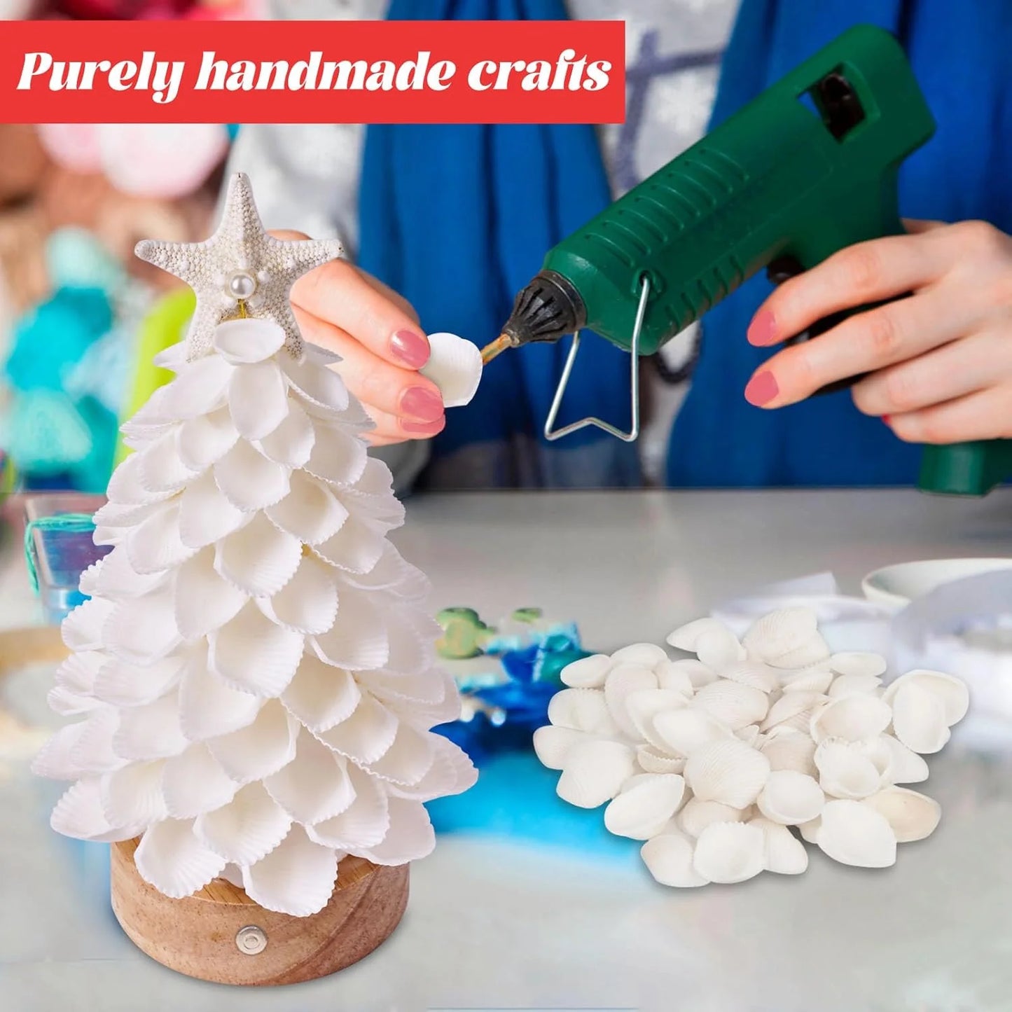 Handmade Seashell Tree with LED Lights — Coastal Desktop Decor for Home, Beach Wedding & Christmas