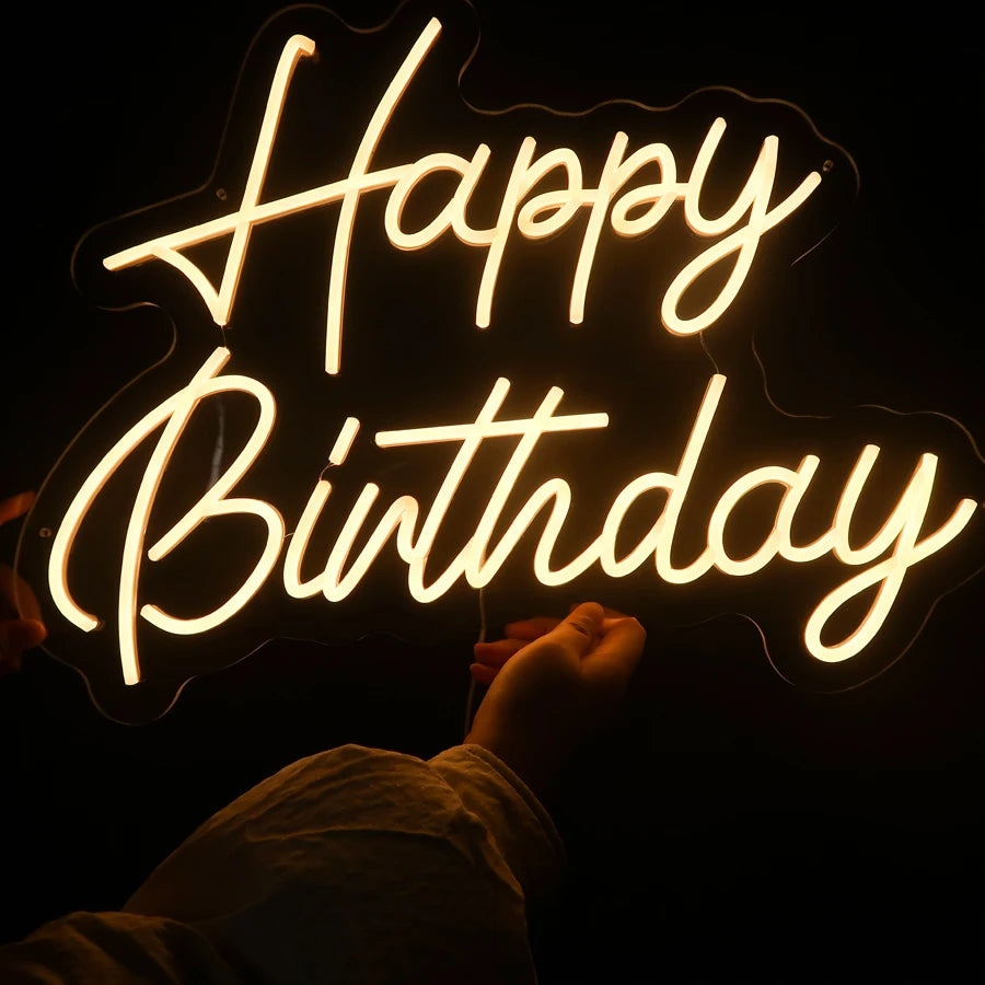 Happy Birthday neon light sign for birthday party cake table