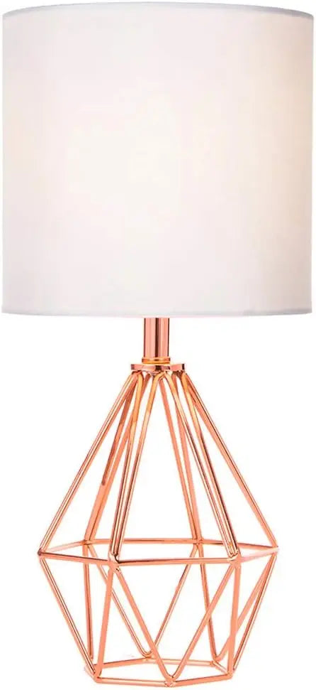 Modern Metal Table Lamp with Linen Shade — Hollowed Base Bedside Night Light for Bedroom & Living Room