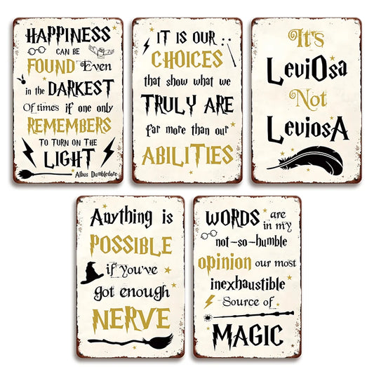 Wizard quotes vintage metal tin signs set of 5 wall decor