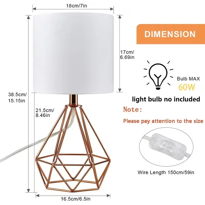 Modern Metal Table Lamp with Linen Shade — Hollowed Base Bedside Night Light for Bedroom & Living Room