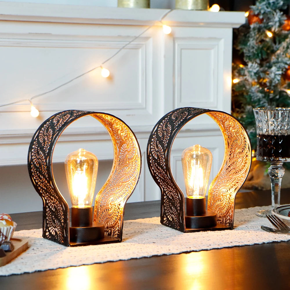 Battery-Powered Metal Cage Wall Lanterns with 6-Hour Timer – Set of 2