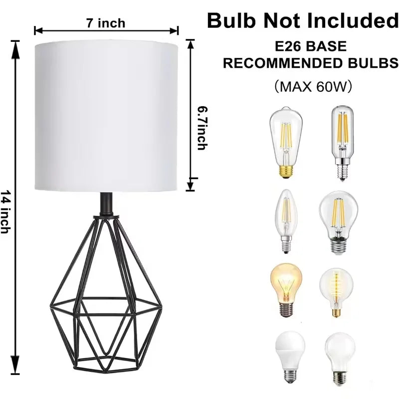 Modern Metal Table Lamp with Linen Shade — Hollowed Base Bedside Night Light for Bedroom & Living Room