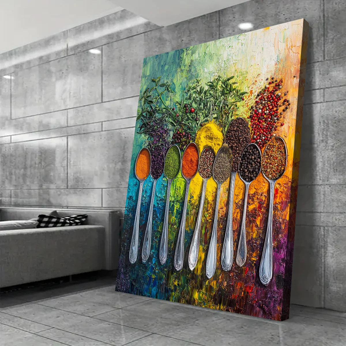 Colorful spoons canvas wall art living room gallery wall decor