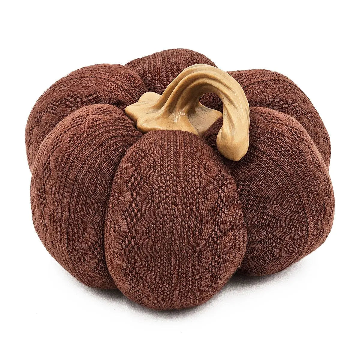 Set of 2 Dark Brown Pumpkin Decorations — 8.3×8.3×5.3" Fall Harvest Decor for Home & Thanksgiving