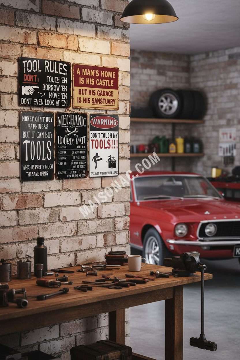Mechanic Tin Signs Garage Scene